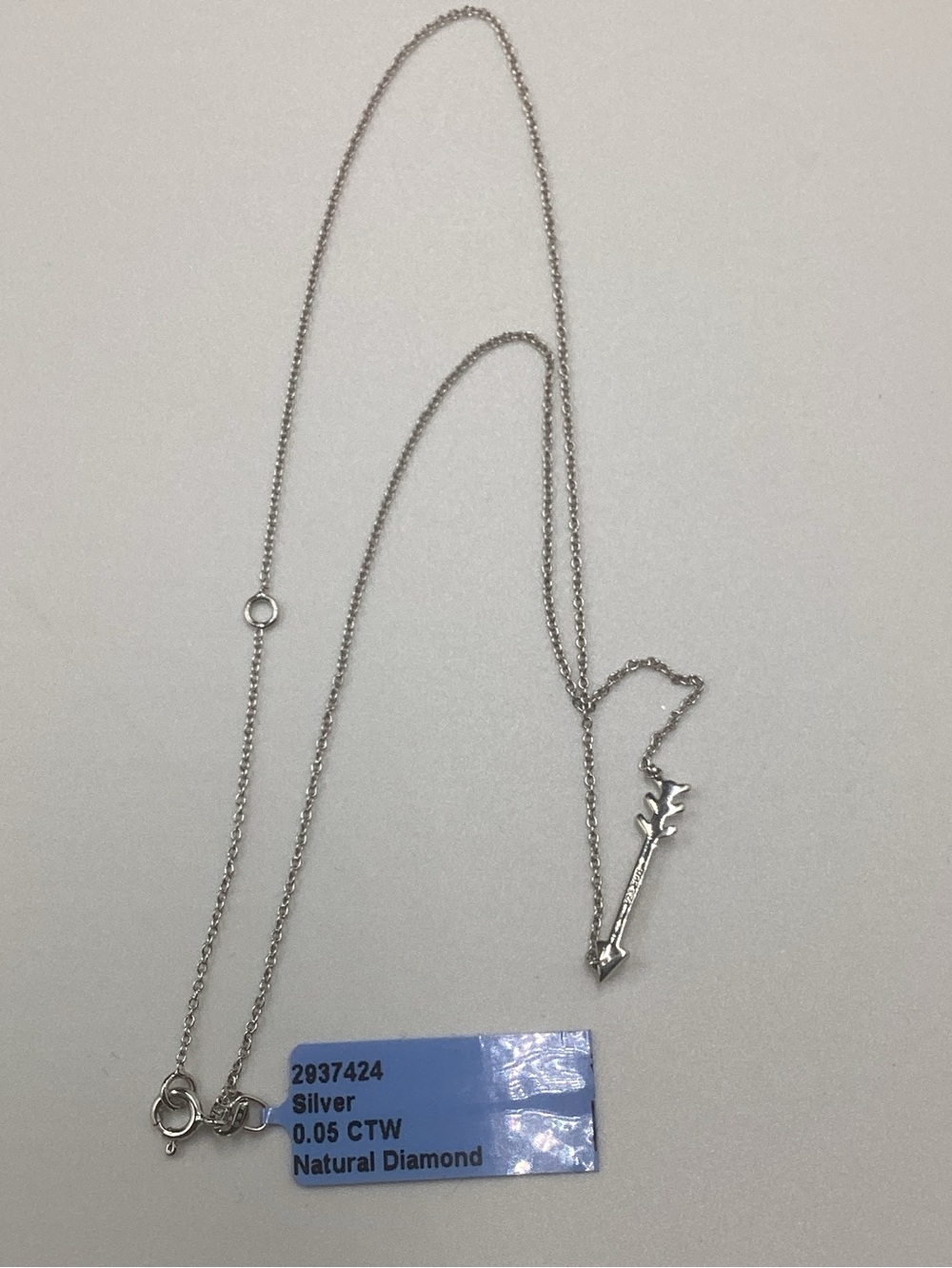 NWT STERLING Silver Arrow DIAMOND Necklace - White - Picture 2 of 3